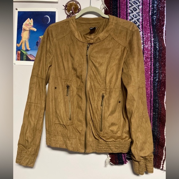 Faux suede zip up jacket - Picture 1 of 11
